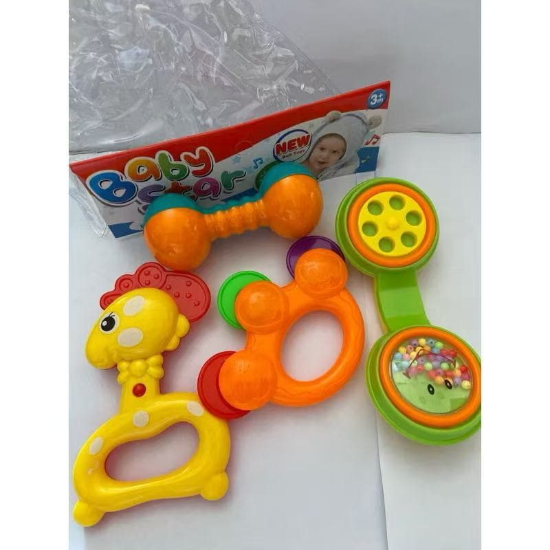 kit 4 chocalho para bebê Kit Brinquedo Sensorial Musical Infantil peixe girafa Caranguejo