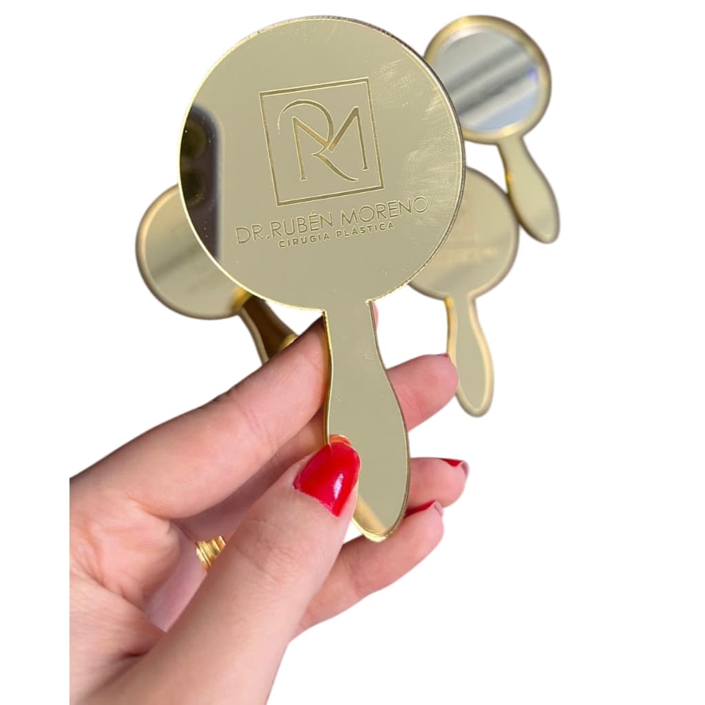 Kit 3un Espelho Bolsa Mini Personalizado Com Sua Logo Empresa Brinde Mimo Presente Acrilico Espelhado