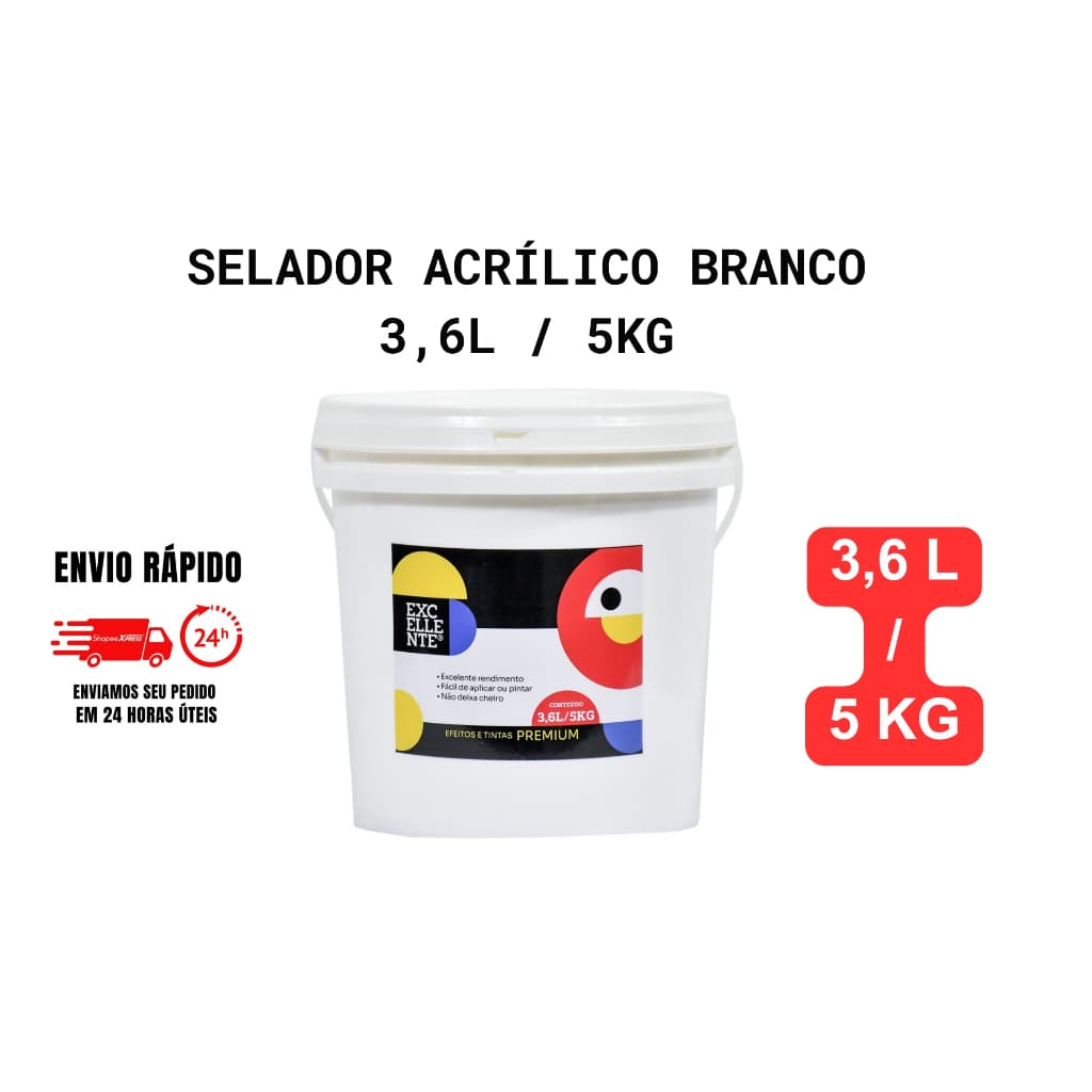 Excellente/Pratfix Decor Selador Acrílico Branco 3,6L Interno e Externo.