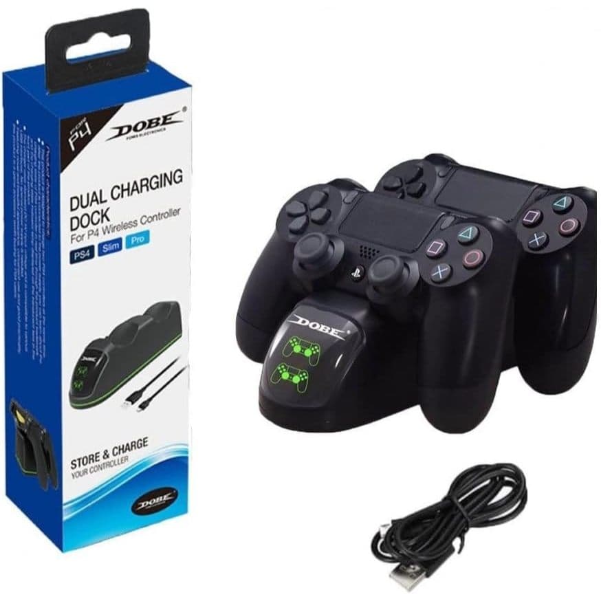 Base Carregadora Dupla para Controles – Dual Charging Dock PS4 com LED e Cabo USB DOBE