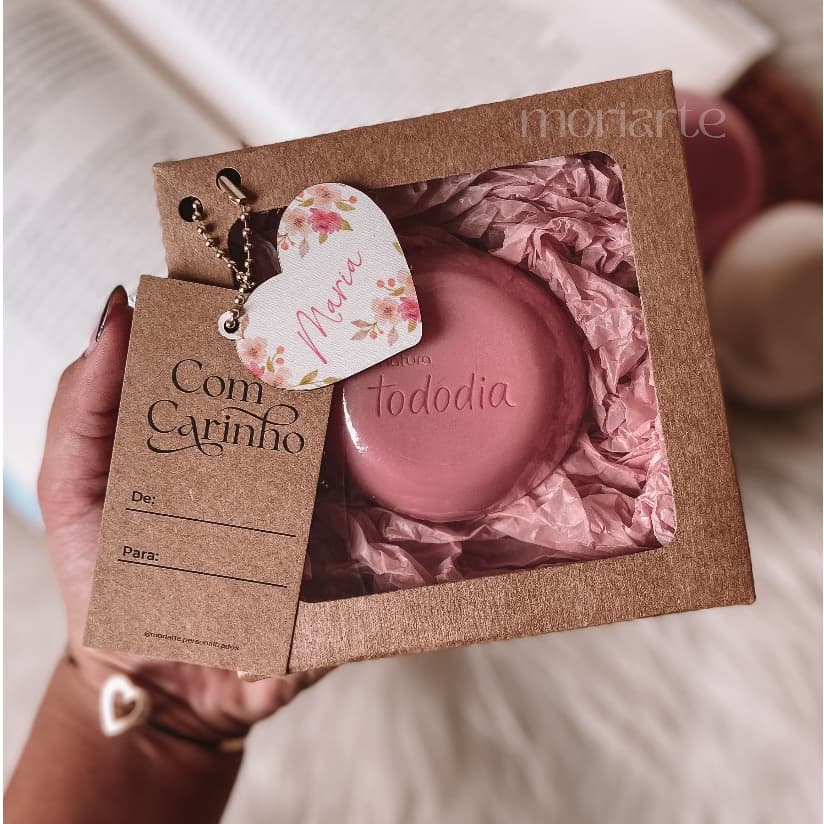 Sabonete natura+chaveiro personalizado, presente criativo, lembrancinha personalizada, dia das mães