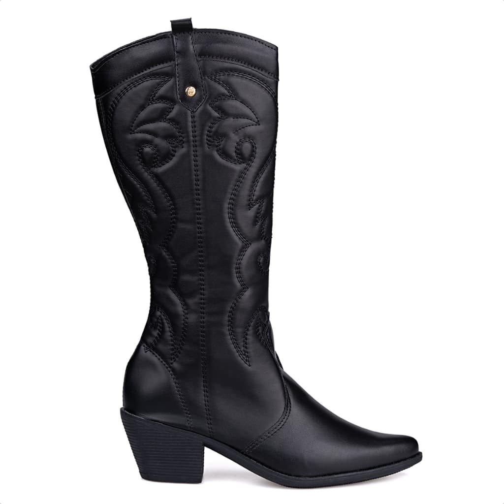 Bota Feminina Texana Domidona Western Cano Longo Alto Bordado Country