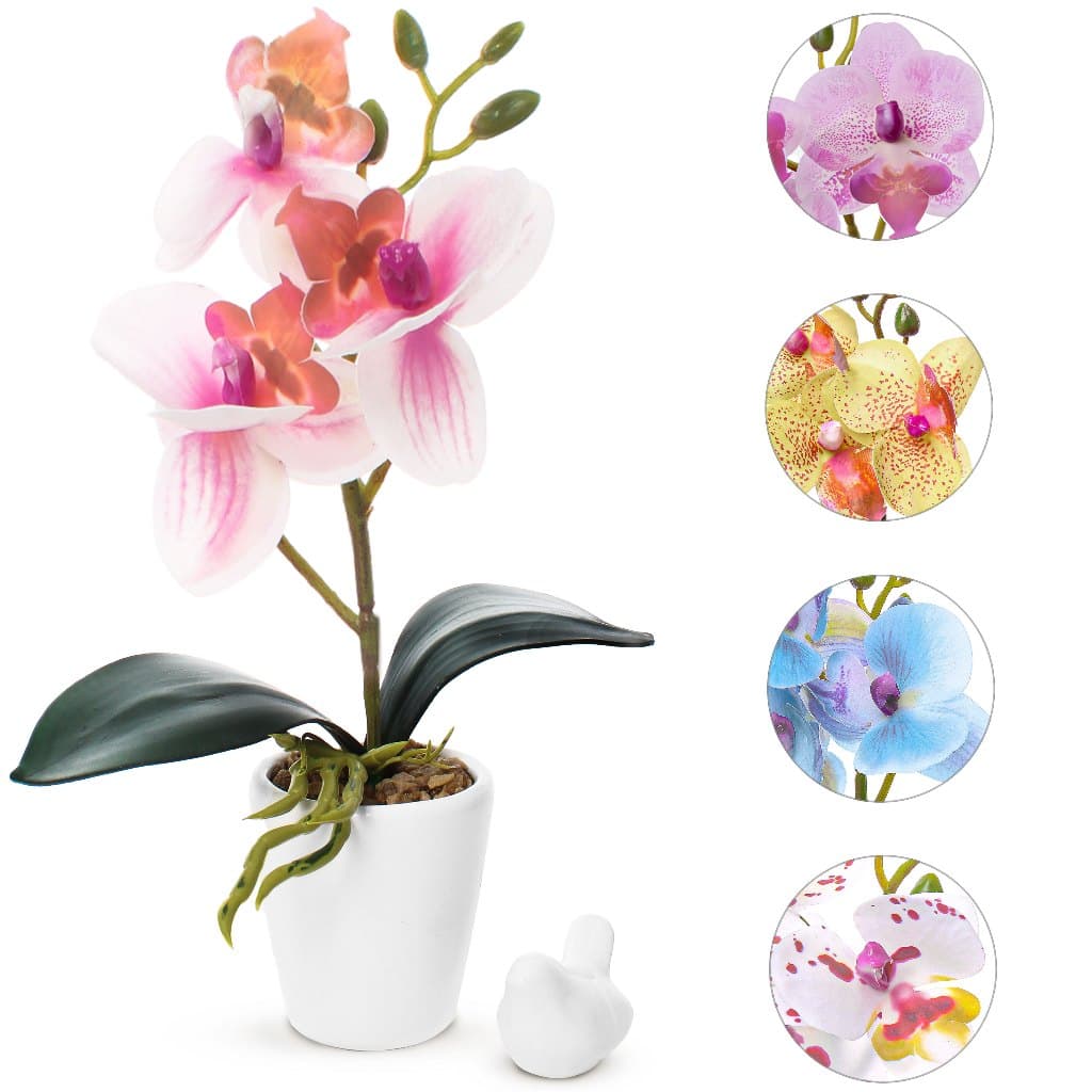 ARRANJO DE FLORES ARTIFICIAIS REALISTAS COM VASO DE CERÂMICA ORQUIDEA ARTIFICIAL DECORAÇÃO DE CASA E ESCRITÓRIO E SALA
