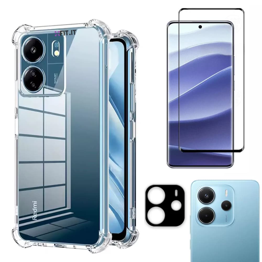 Kit Para Redmi Note 14 4g Tela 6.67 | Película Cerâmica 9D - Capa Anti Shock - Película da Câmera 3D