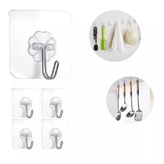 Kit 30 Ganchos Suporte Adesivo Transparente Para Parede Banheiro/cozinha