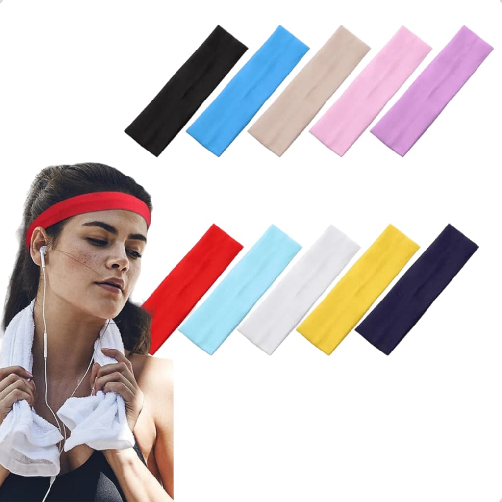 Kit 12 Faixa De Cabelo Confortável Elástica Esporte Academia Lazer Passeio Yoga