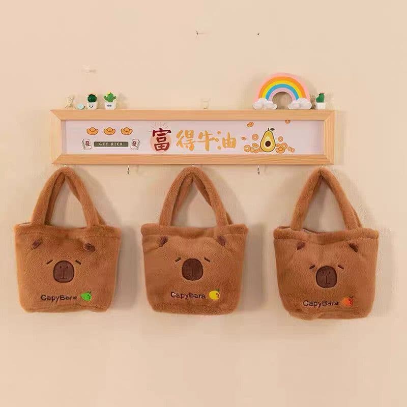 Bolsa De Ombro De Pelúcia Capivara , Sacola De Frutas , Crossbody De Desenho Animado Com Zíper