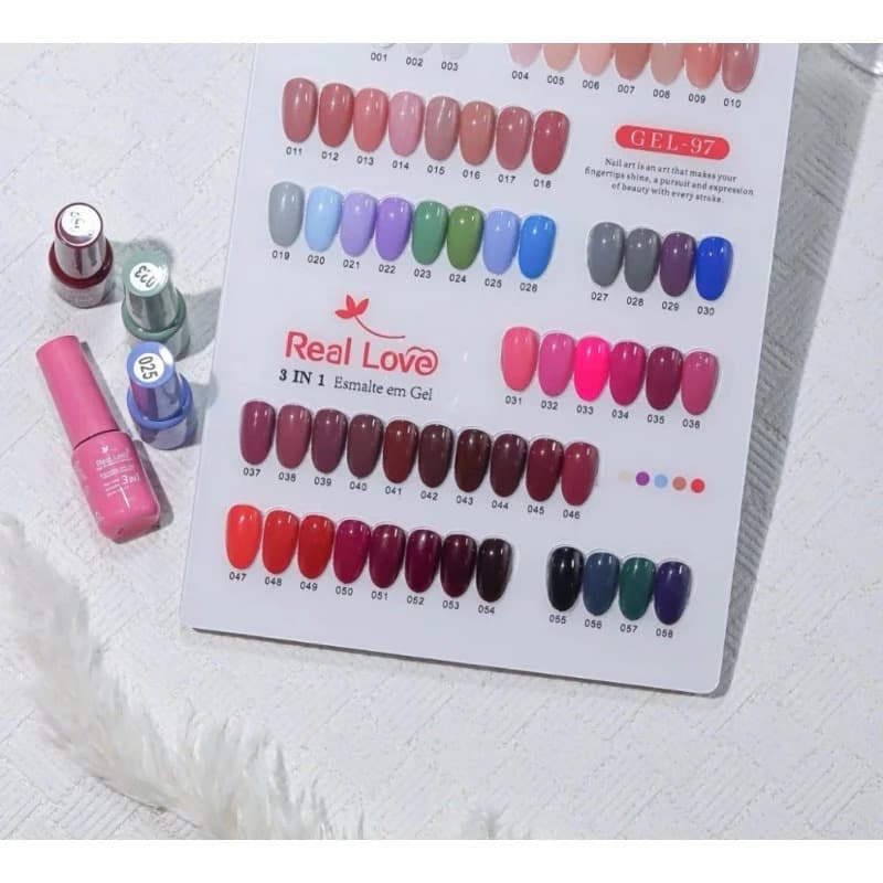 Esmalte Gel Real Love 3 em 1 - Base, Cor, Top Coat -Real Love FP