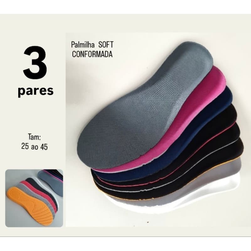 PALMILHA CONFORTAVEL SOFT 25 AO 45 P/ TENIS FEMIN E MASC, SAPATO,BOTA,SAPATILHA,PALMILHA ORTOPETICA