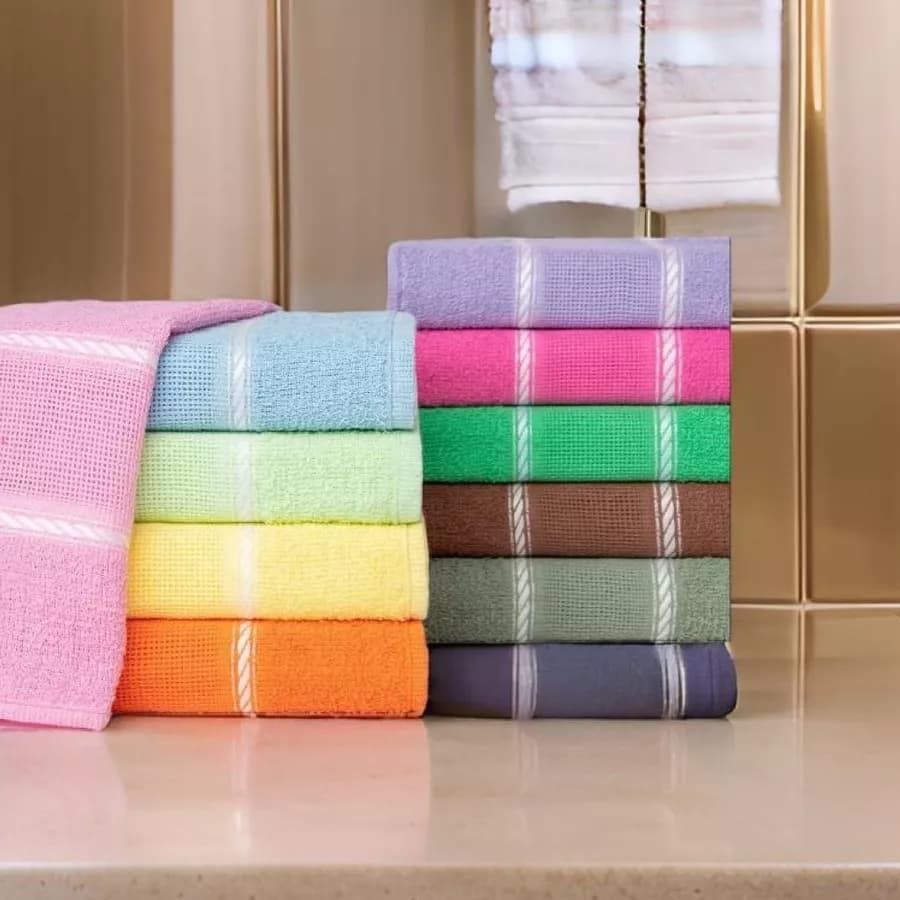 Kit 6 Toalha de Banho Banhão Madri 100% Algodão 60x120cm Sortidas