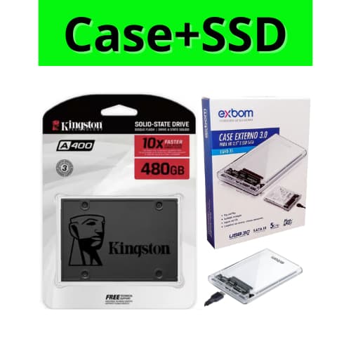 SSD 480gb/960gb/240gb Kingston Sata 2.5" + Case Externo Transparente HD/SSD 3.0 Ultra Rápido Exbom