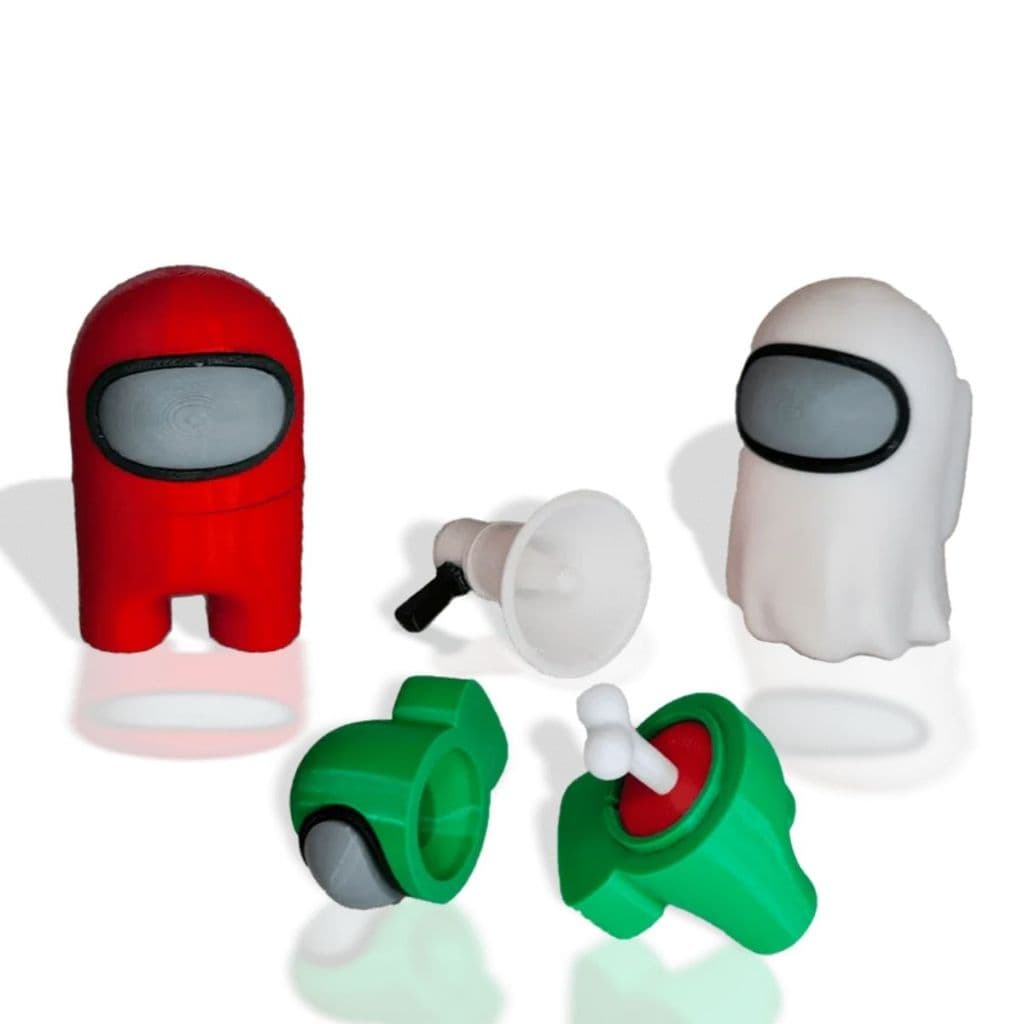 Kit 3 Bonecos Among Us 2x Desmontável + Fantasma + Megafone