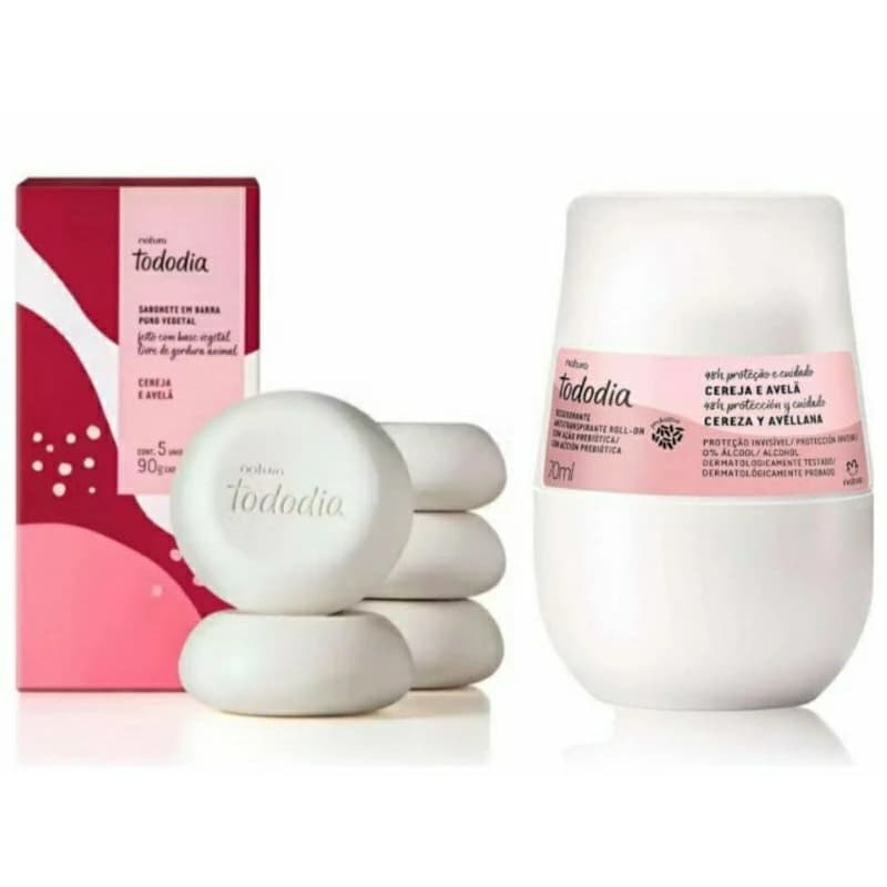 Sabonete + Desodorante Roll-on 70ml Cereja e Avelã Natura Tododia