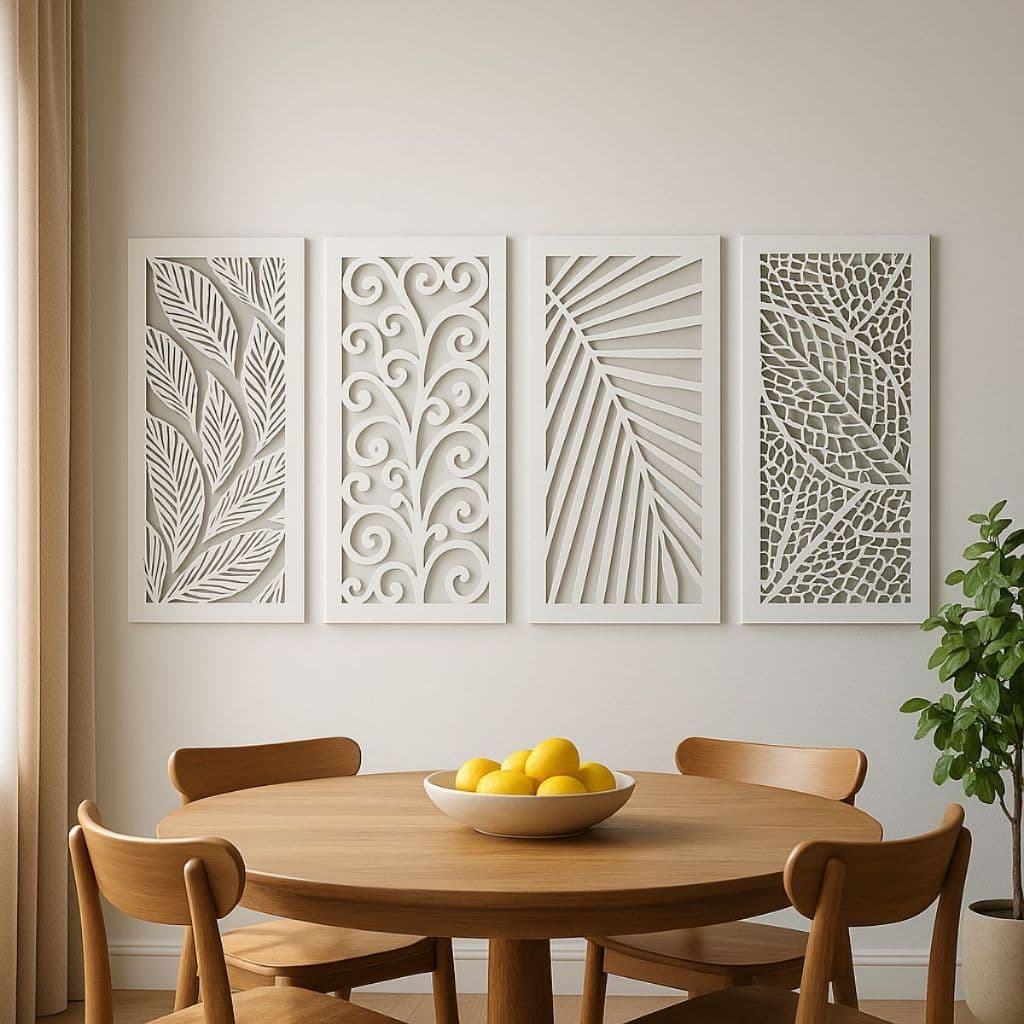 Conjunto 4 Quadro Decorativo Sala Folhagem Decoração Botânica Enfeite Casa