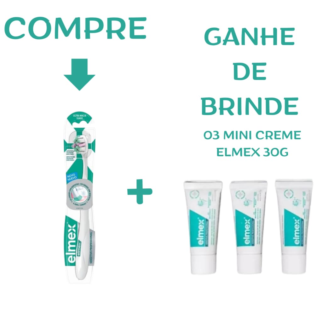 Escova Dental ELMEX SENSITIVE + 03 mini creme elmex BRINDE