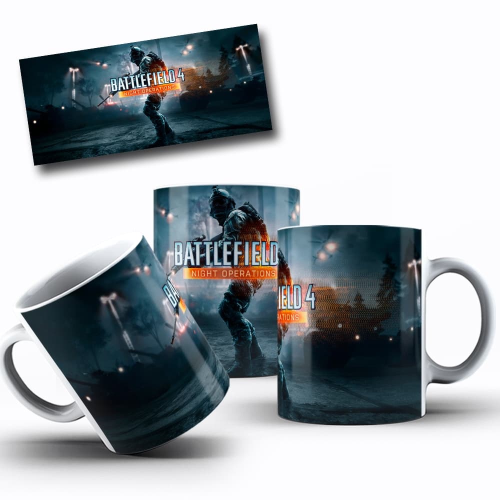 Caneca 325ml Battlefield Cerâmica ou Plástico (ultra resistente)