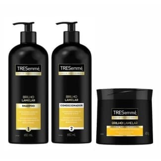Shampoo e Condicionador 650ml e Máscara de Tratamento 400g Tresemmé Brilho Lamelar