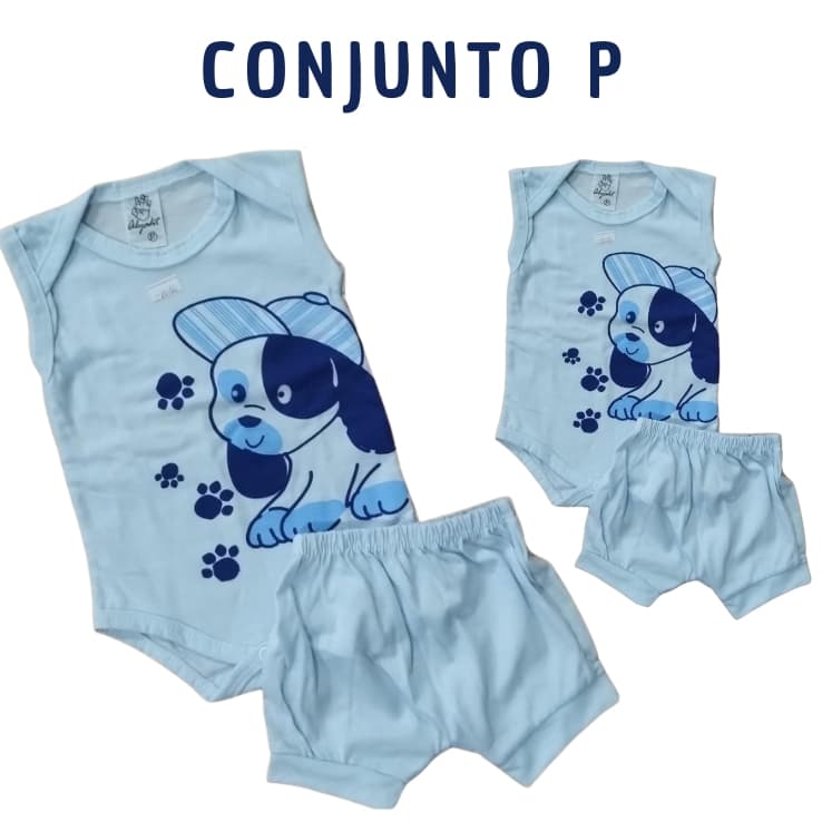 Conjunto (boddy manga curta + short) - Tamanho P