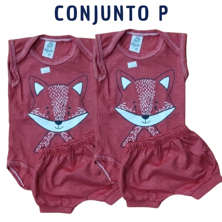 Conjunto (boddy manga curta + short) - Tamanho P