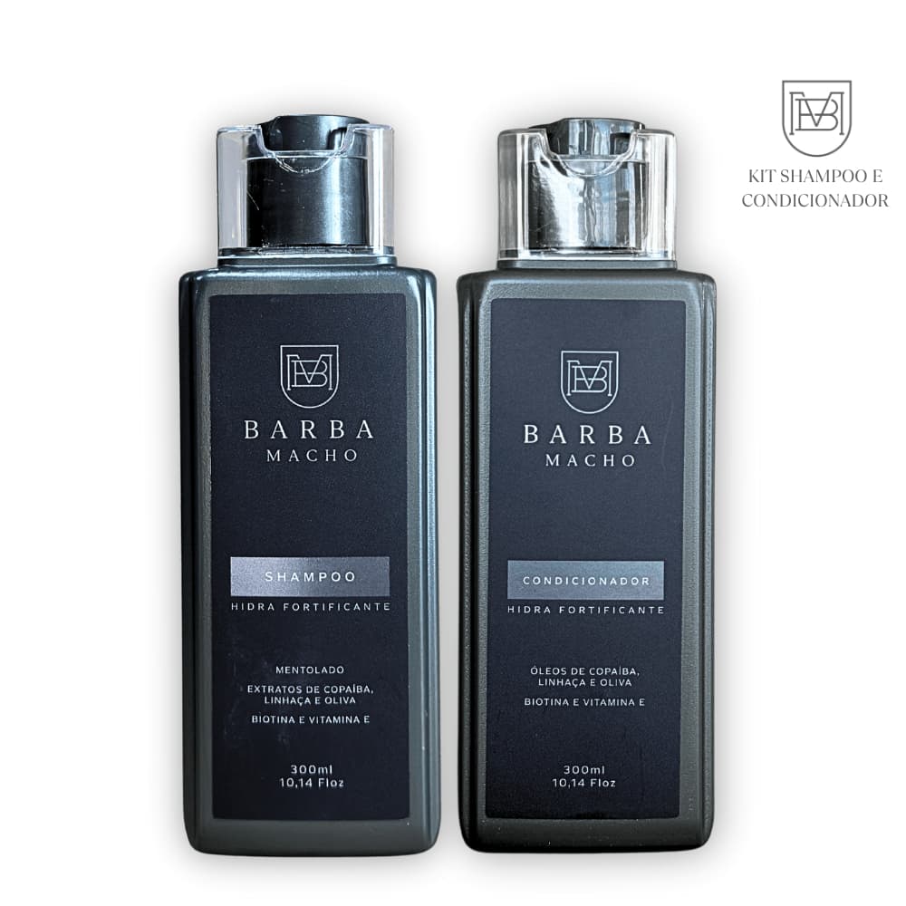 Kit Shampoo e Condicionador Hidra Fortificante - Linha PREMIUM - Barba Macho