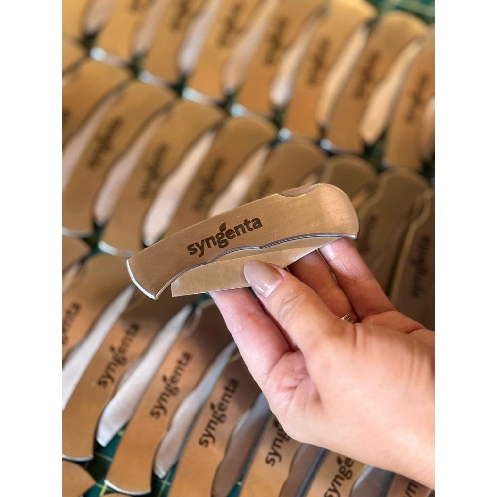 Canivete inox de Bolso PERSONALIZADO a Laser com Trava Lâmina Afiada Prisilha Bolso premium