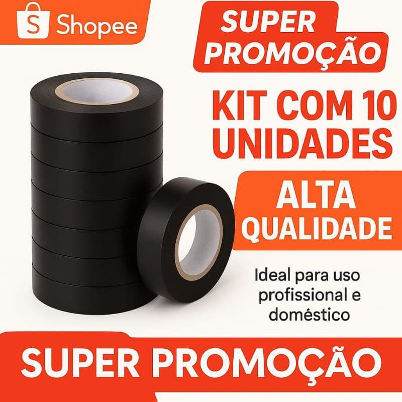 Fita Isolante - Fita preta de Alta Qualidade Rolo com 5 metros - Rolo com 10 metros
