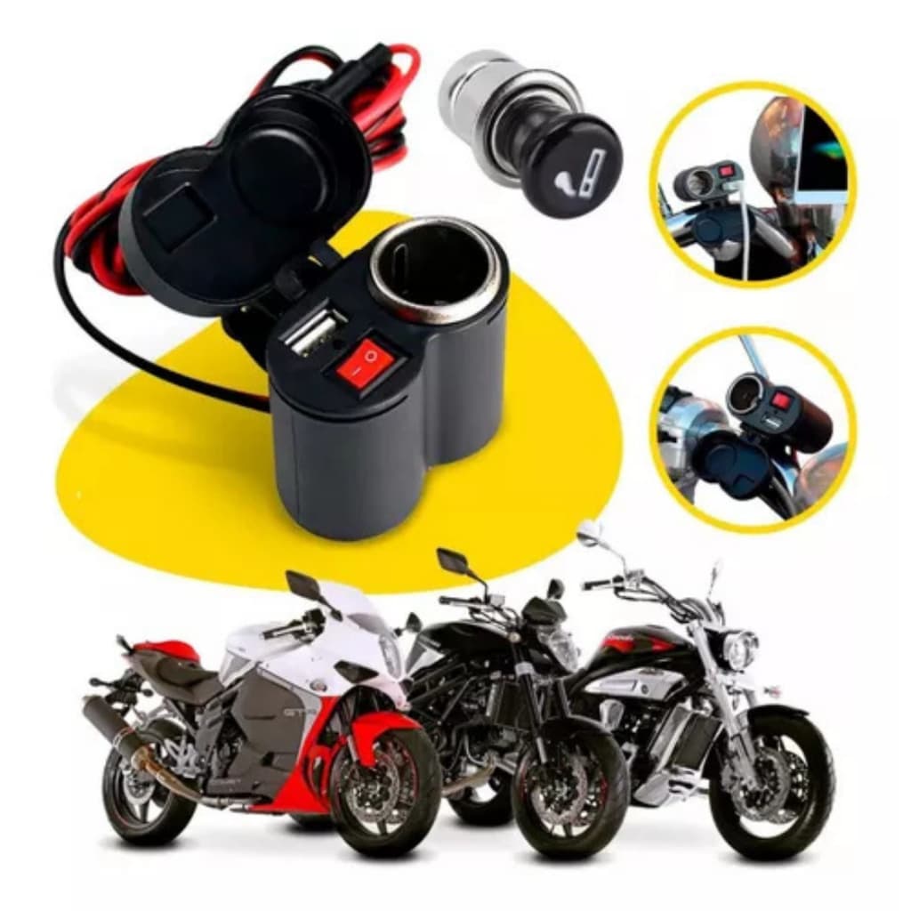 Carregador De Celular Usb Para Moto Adaptador Tomada Acendedor