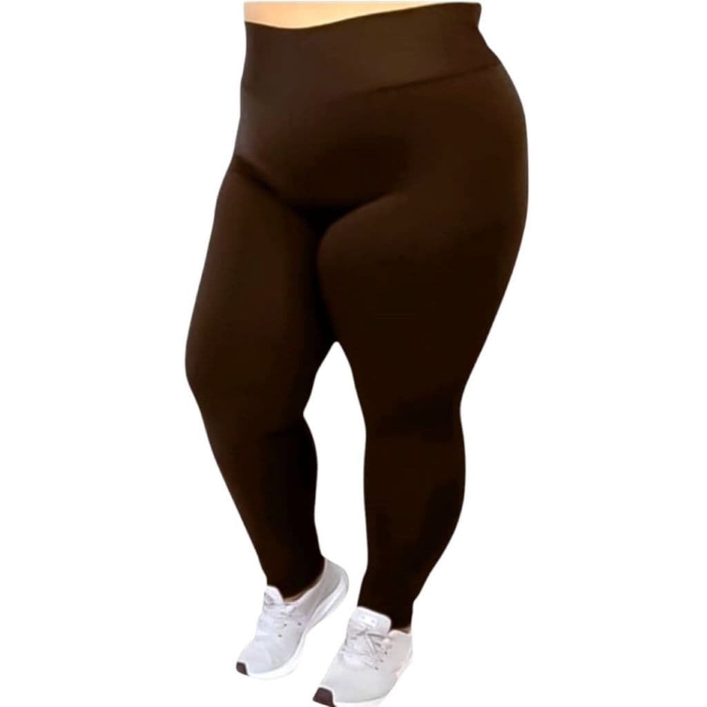 Legging Plus Size Peluciada Grosso Em Suplex Macio Flanelada Cintura Alta Zero Transparencia