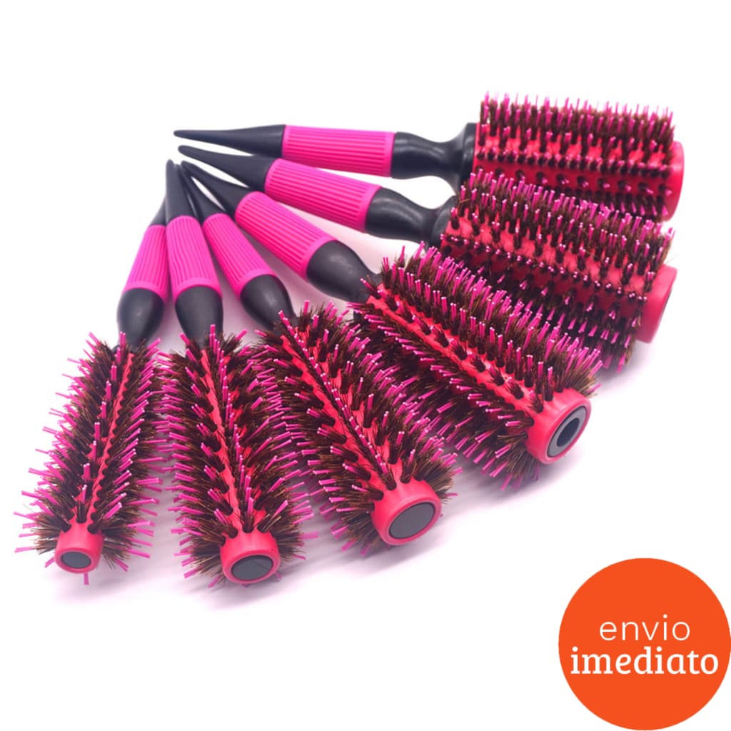 Escova de Cabelo Térmica de Cerâmica Cerdas de Javali Profissional