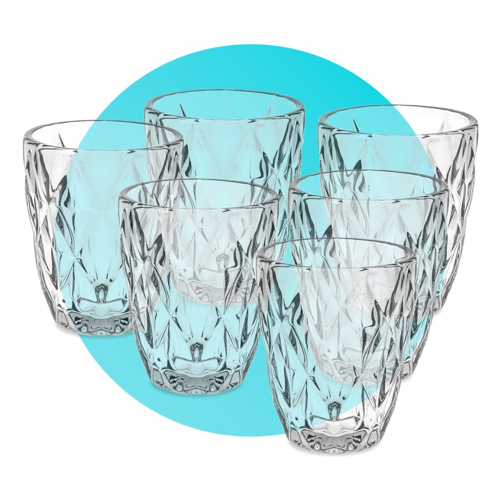 Jogo 12 Copos Baixos Diamond 300ml Vidro Grosso Diamante Luxo