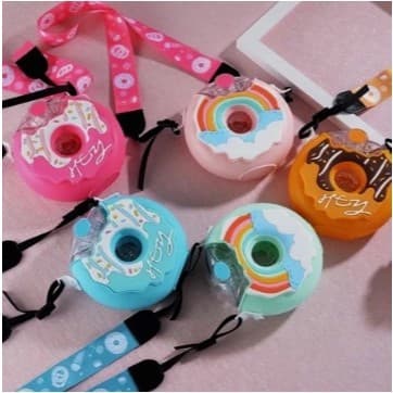 Garrafa Infantil Donut Colorida Rosquinha Com Canudo E Alça 380ml