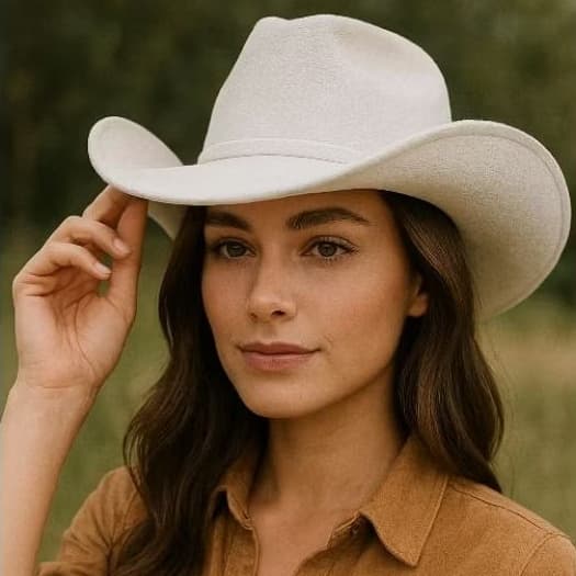Chapéu Country Branco de Camurça Unissex Ajustável – Estilo Sertanejo das Celebridades
