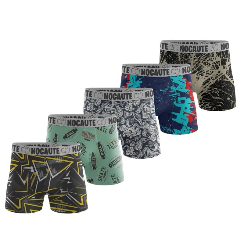 KIT 5 Cuecas Boxer Microfibra Confortável nocaute