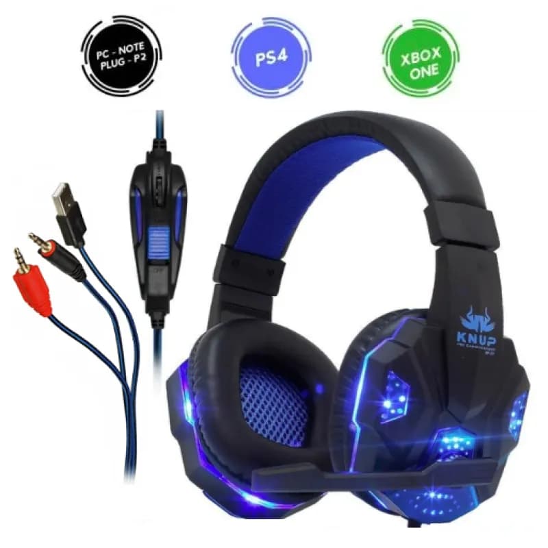 Headset Gamer Fone de Ouvido Com Microfone Para PS4, PS5, X-One, Celular e Computador com LED