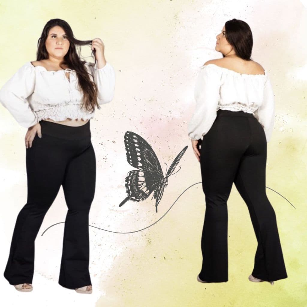 Calça Legging Flare Feminina Cintura Alta Leg Bailarina Plus Size