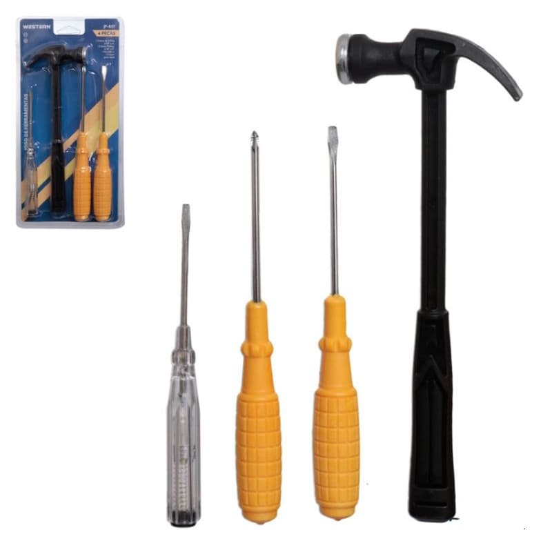 KIT FERRAMENTA COM MARTELO UNHA + CHAVE PARA TESTE E CHAVE FENDA / PHILIPS FRM