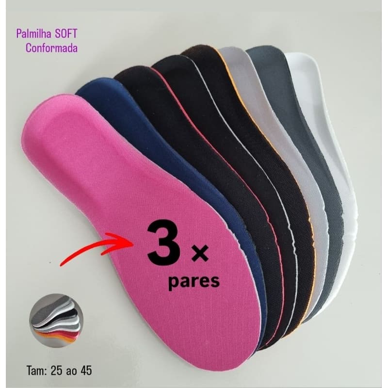 KIT PALMILHA CONFORTAVEL SOFT 25 AO 45 P/ TENIS FEMIN E MASC,SAPATO, BOTA,CHUTEIRA,PALMILHA ORTOPEDI
