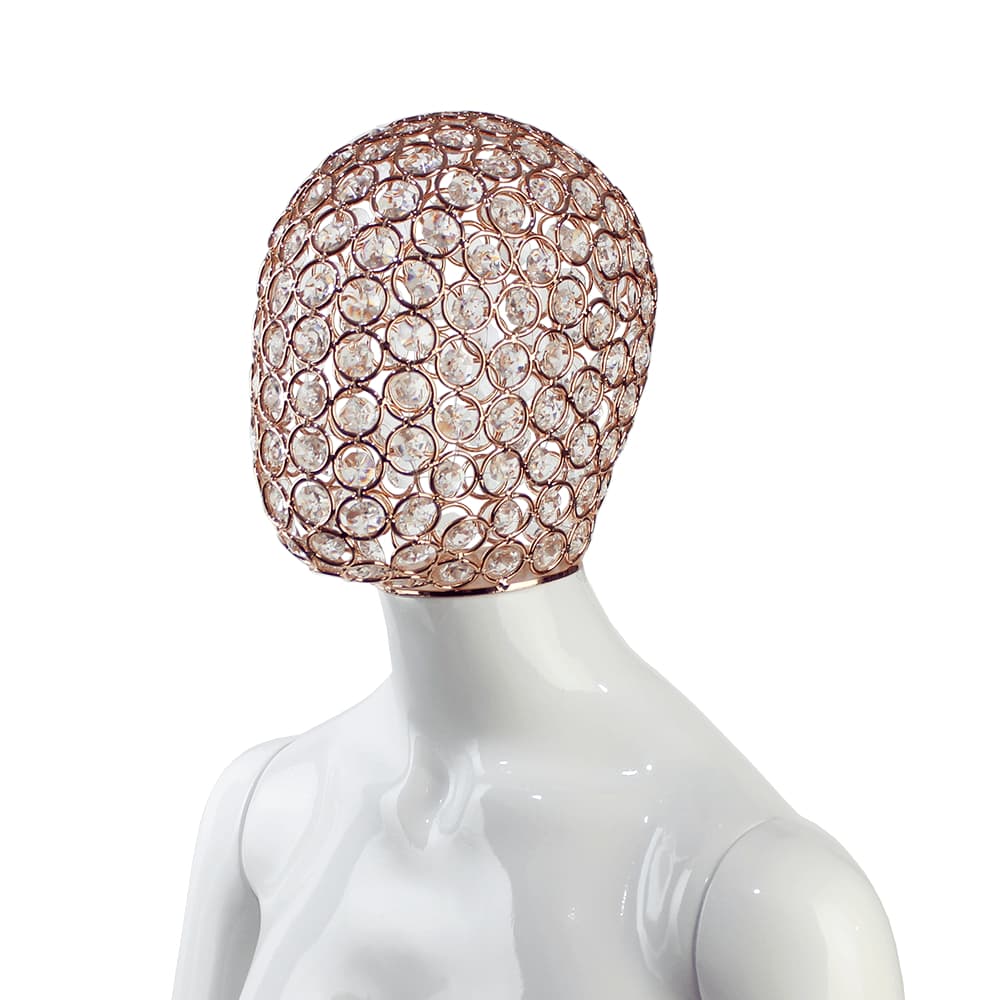 Cabeça de Manequim Pedraria Premium Diamante Luxo Rosê - Expositor/Repositor de Manequim em Loja ou Vitrine