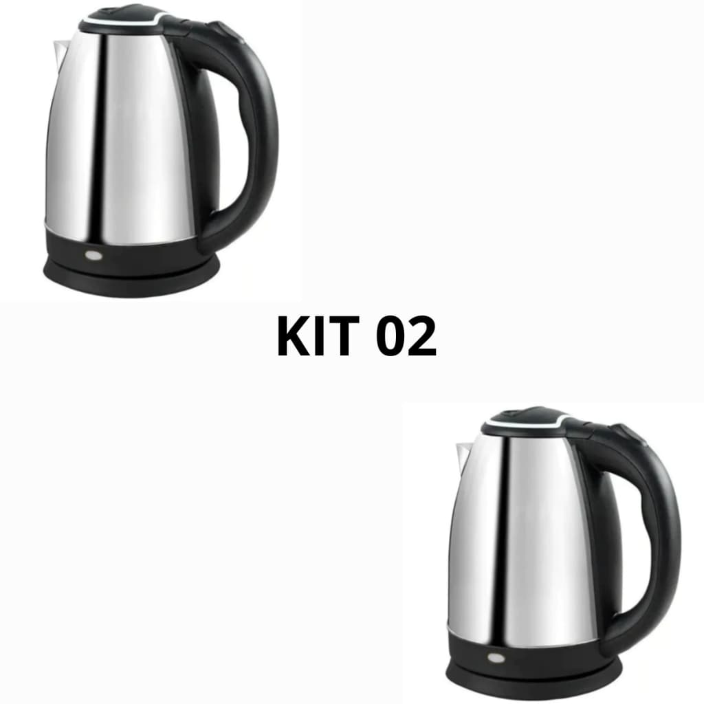 Chaleira Elétrica de Aço Inox, 1.8L, 220V, Ferve Água Rápido com Tampa e Desligamento. Automático.