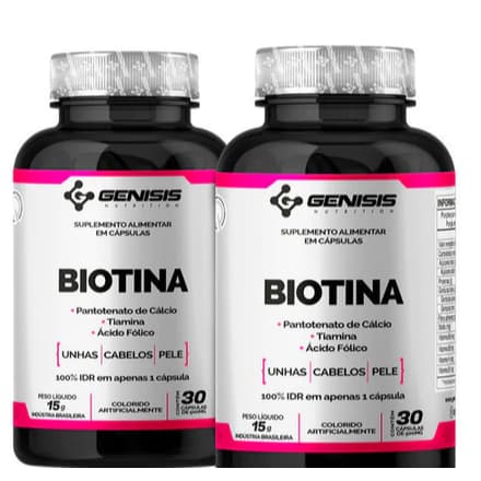 Kit 2 Biotina Vitaminas Para Cabelo Unha E Pele Ácido Fólico
