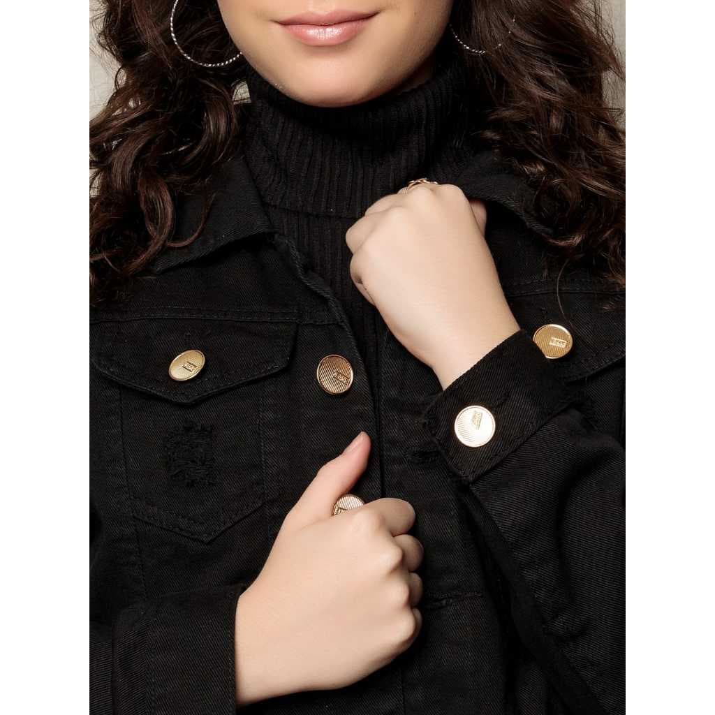 Jaqueta Jeans Preta Infantil Juvenil Moda Casual Tendência