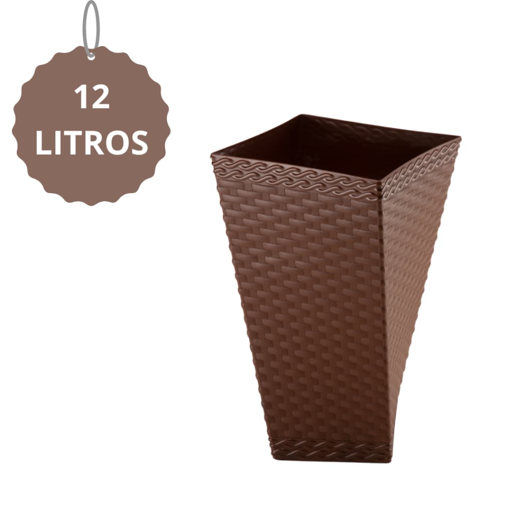 Vaso Rattan Pequeno Flores e Plantas 12 Litros Kit 02 Unidades