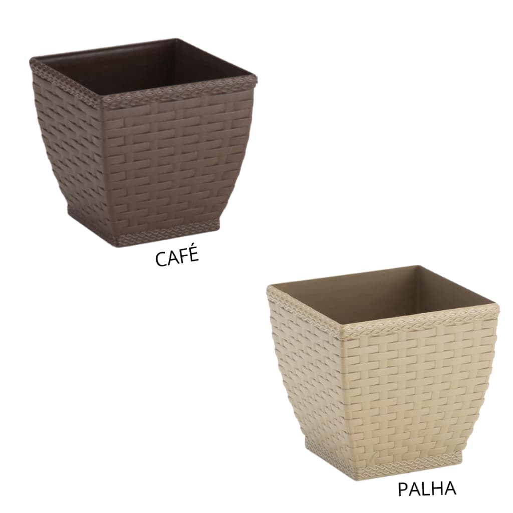 Vaso Cachepo Rattan Quadrado Mini Suculenta Kit Com 12 Unidades