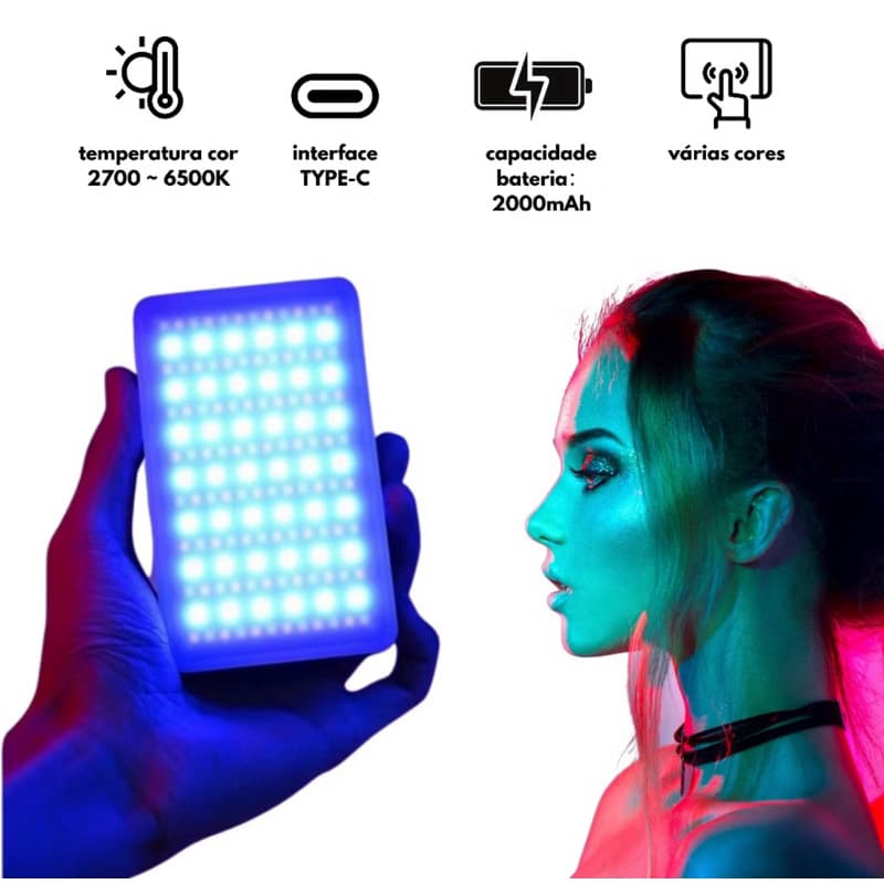 Iluminador Rgb Luz De Preenchimento Portátil - Fotos E Lives Estrutura Preto 110v/220v