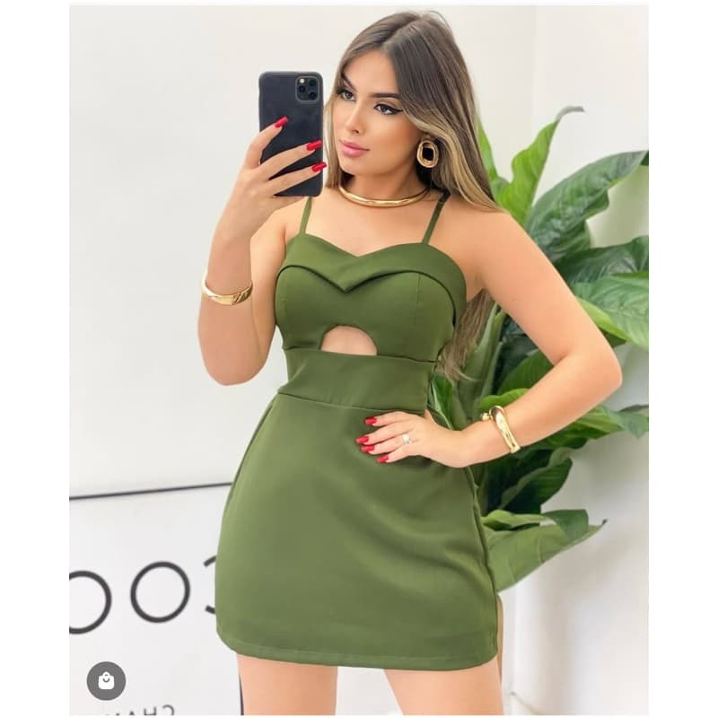 Macaquinho Feminino Decote Verde Musgo
