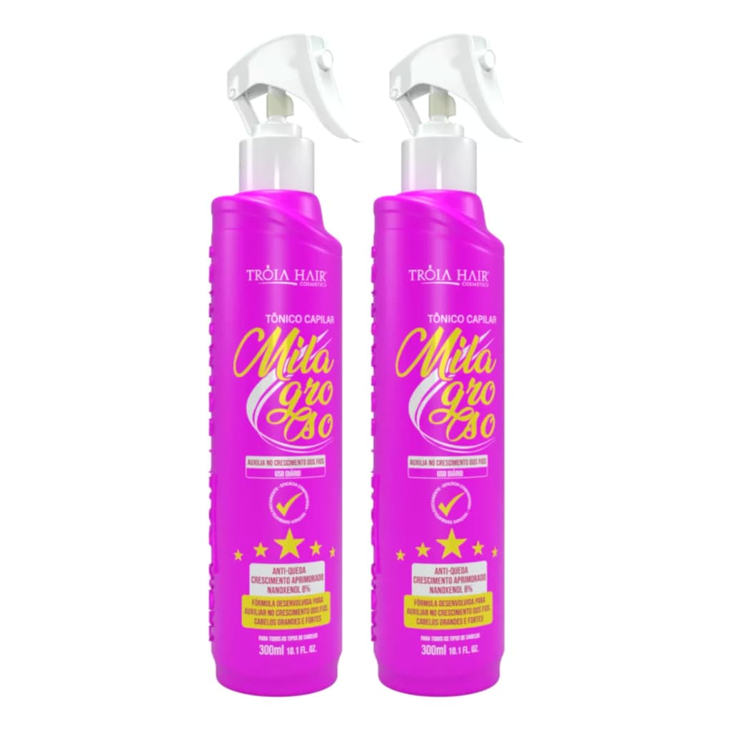 2 Tônico Milagroso P/ Crescimento E Antiqueda 300ml - Tróia Hair