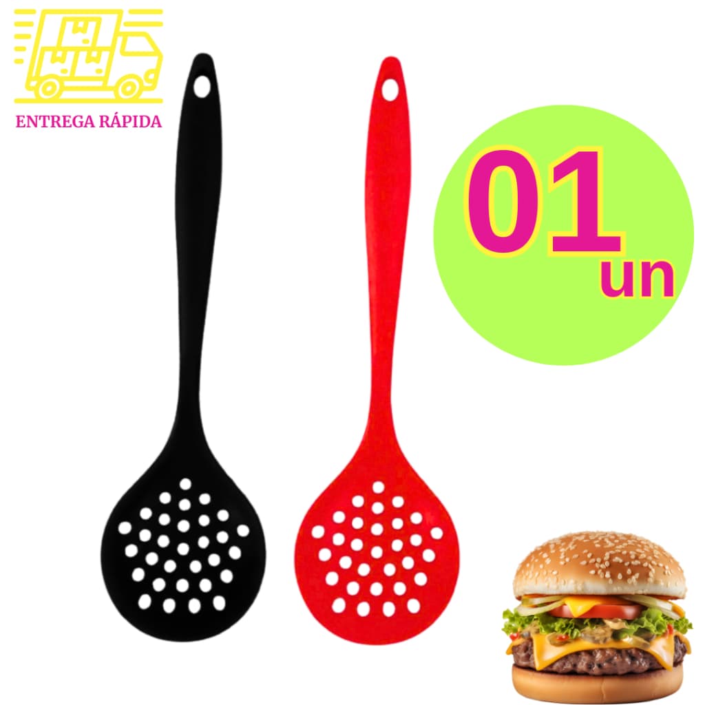 Escumadeira de Silicone Altas Temperaturas 28,6cm Cozinha Arroz Fritura para Restaurantes Buffet