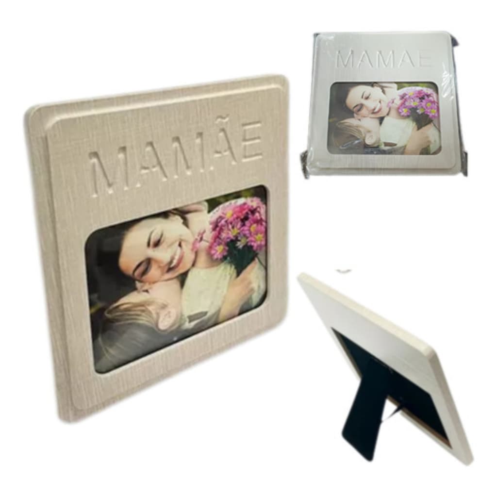 Porta Retrato Mamãe De Madeira Com Apoio Bege Claro Foto Decoração de Comodos