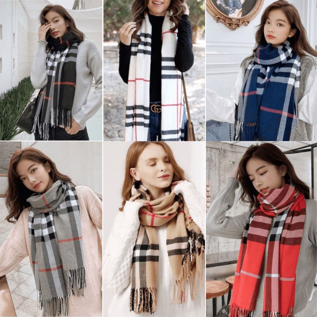 Cachecol Xadrez Feminino Lenço Pashmina Echarpe Unissex Para Frio Inverno