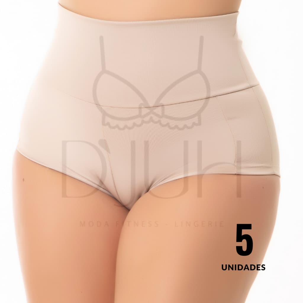 Kit 5 Cinta Box Modelador Cós Médio Duplo Suplex Premium Short Compressão Feminino